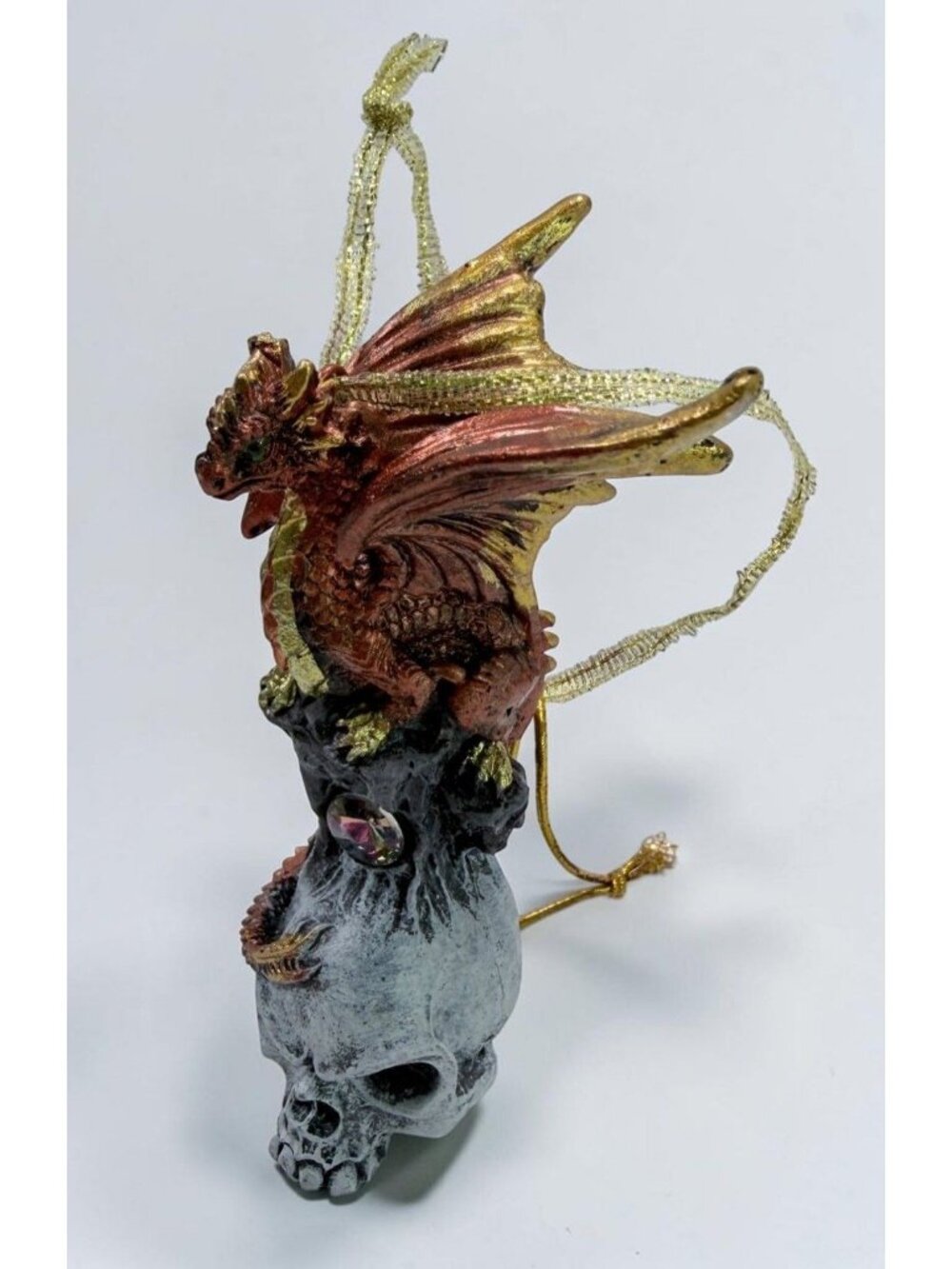 Dragon of Skull Hollow Fire Fantasy Ornament Design Toscano Gothic Skull Base
